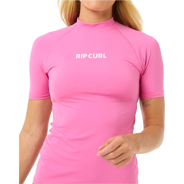 2025 Rip Curl Womens Classic Surf Short Sleeve Rash Vest 17NWRV - Pink